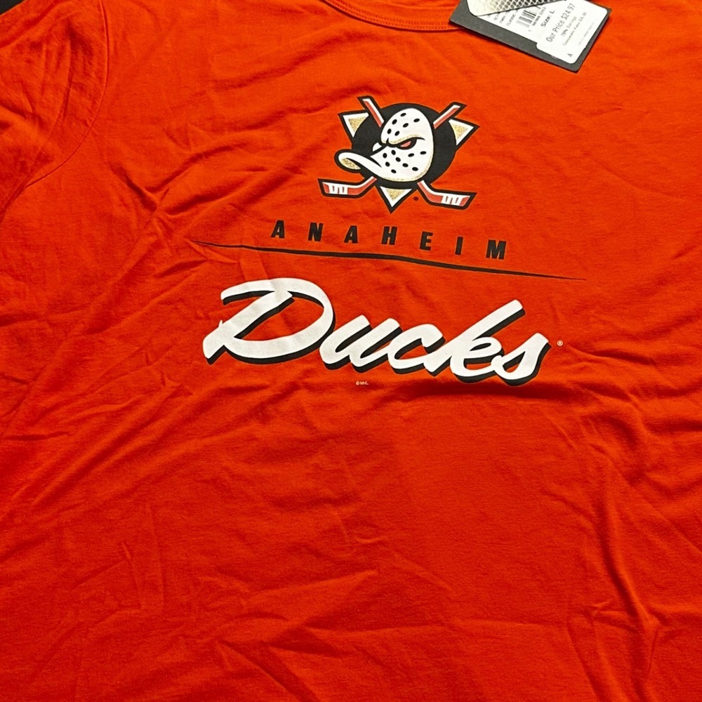 Fanatics Anaheim Ducks NHL Orange Graphic T-Shirt Mens Large FW01-752E-2IA-DZV
